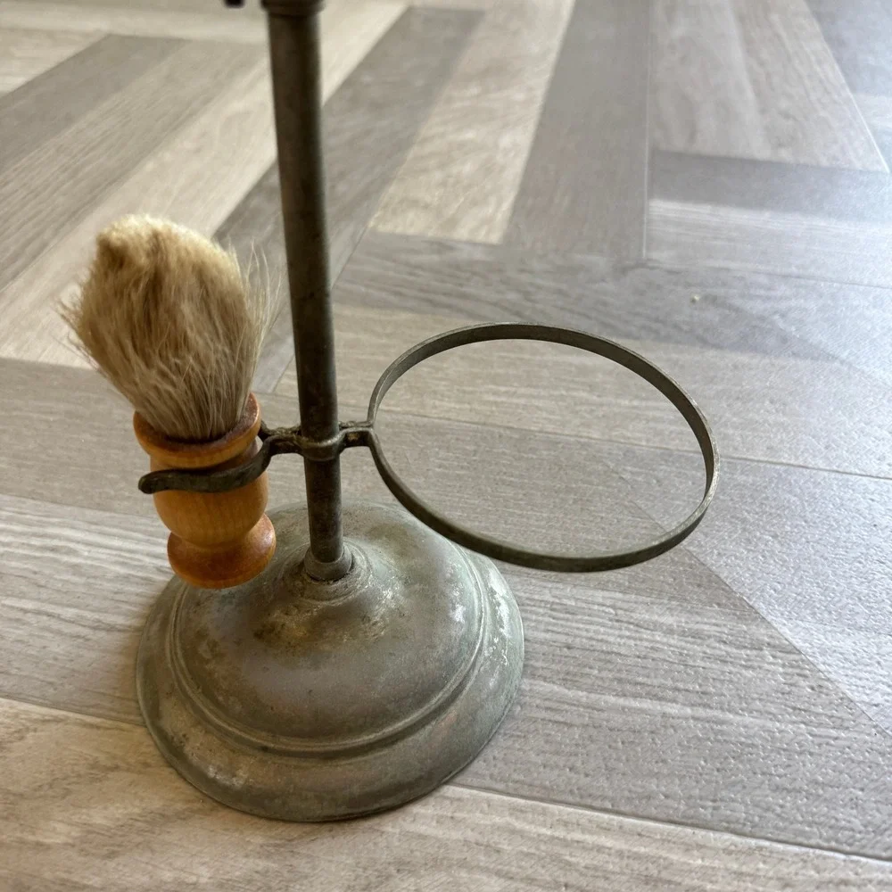 Antique Apollo Metal Shaving Stand Adjustable Tilting Mirror with Brush Holder